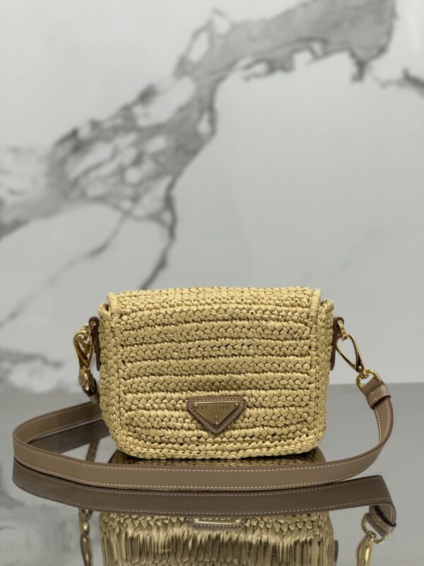 Prada Crochet and leather shoulder bag with flap