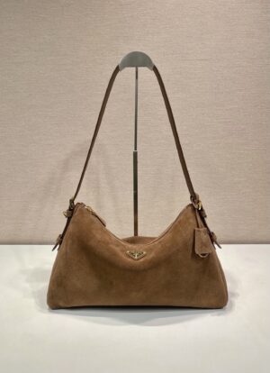 Prada Demi-lune large suede shoulder bag