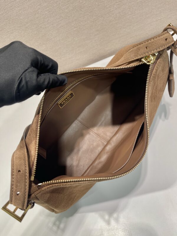 Prada Demi-lune large suede shoulder bag